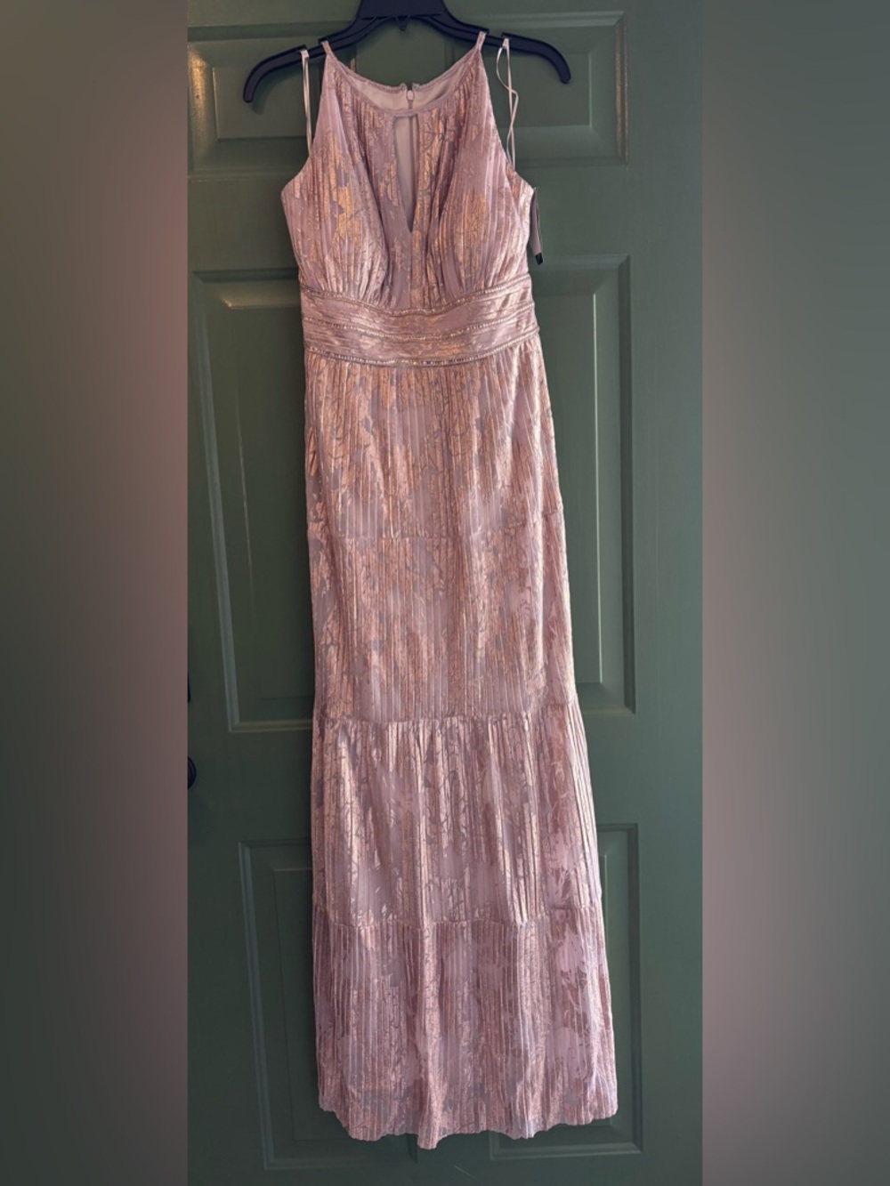 Women's Metallic Pink Pleated Maxi Skirt
